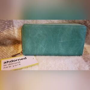 AHDORNED Aqua Leatherette  New York Women's Wallet RFID *NWT